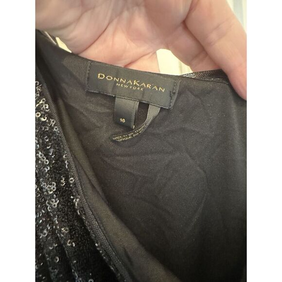 Donna Karan Formal Sequin Dress Black New! $259 Sz 16 Long - Picture 4 of 7